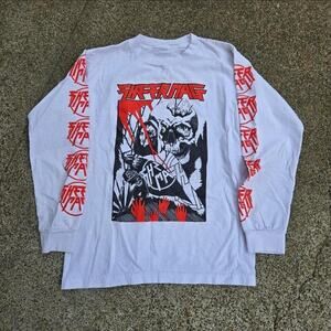 Vtg Y2k SHEER MAG Cyclops Skull Art Graphic Portland Band Longsleeve Tee Shirt S